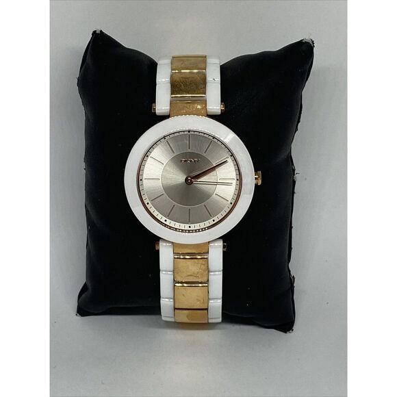 DKNY Stanhope NY-2290 Women\'s Two Tone Bracelet Analog Silver Dial Watch MP685 main image 2
